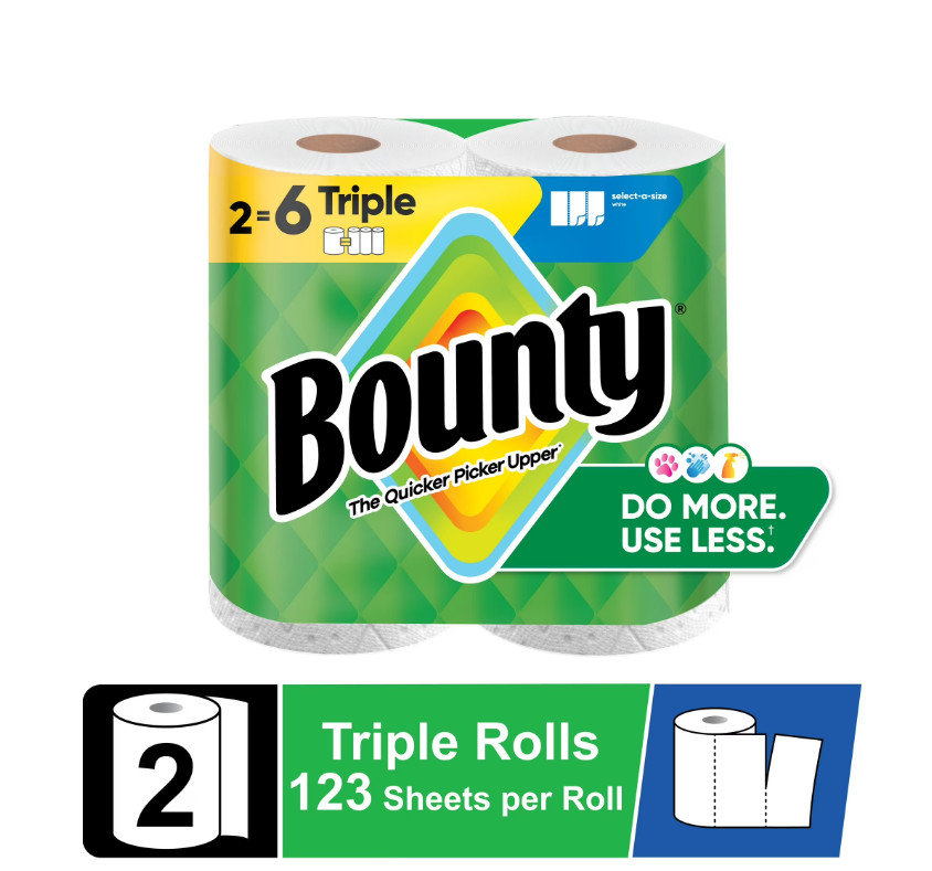 Select-A-Size White Paper Towels, 2 Triple Rolls, 123 Sheets Per Roll