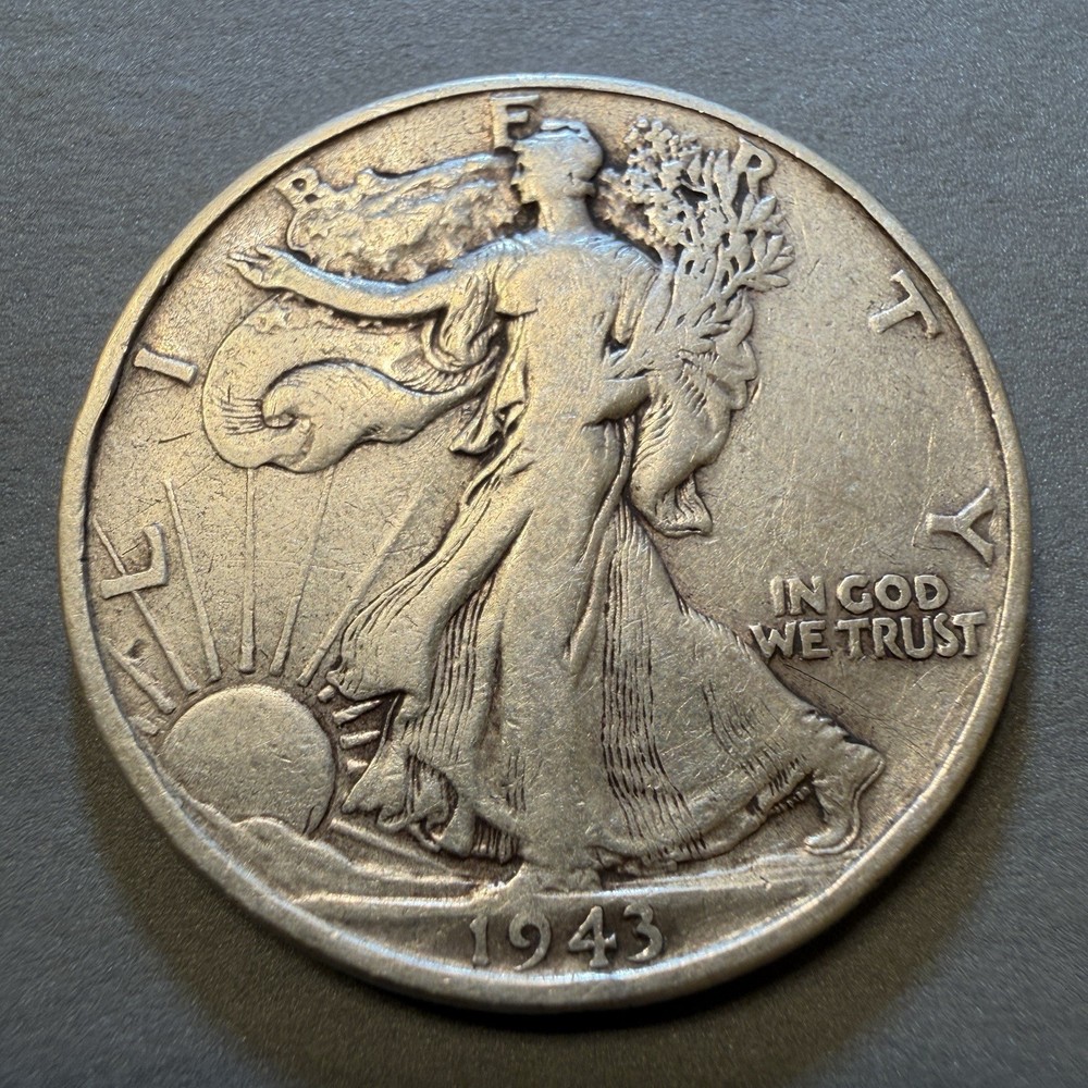 1943-P Walking Liberty Half Dollar, Fine Condition, 90% Silver