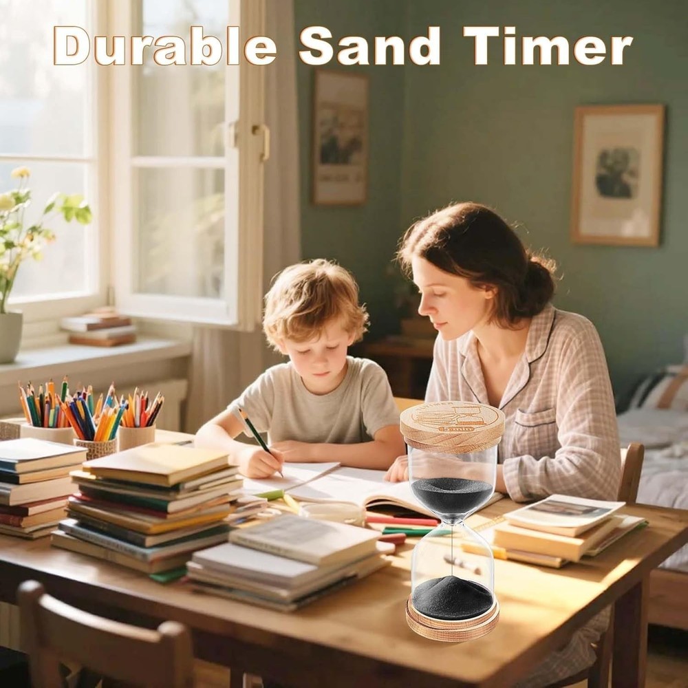 60 Minute Sand Timer Hourglass:Platsic Sand Clock,Small Sand 60 minute Black