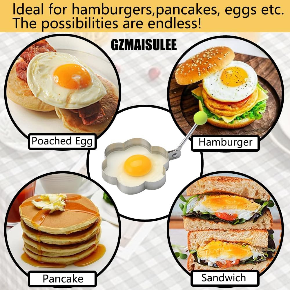 Egg Ring Molds for Cooking 5 Pack Griddle Egg Rings Stainless Steel Egg Cooking