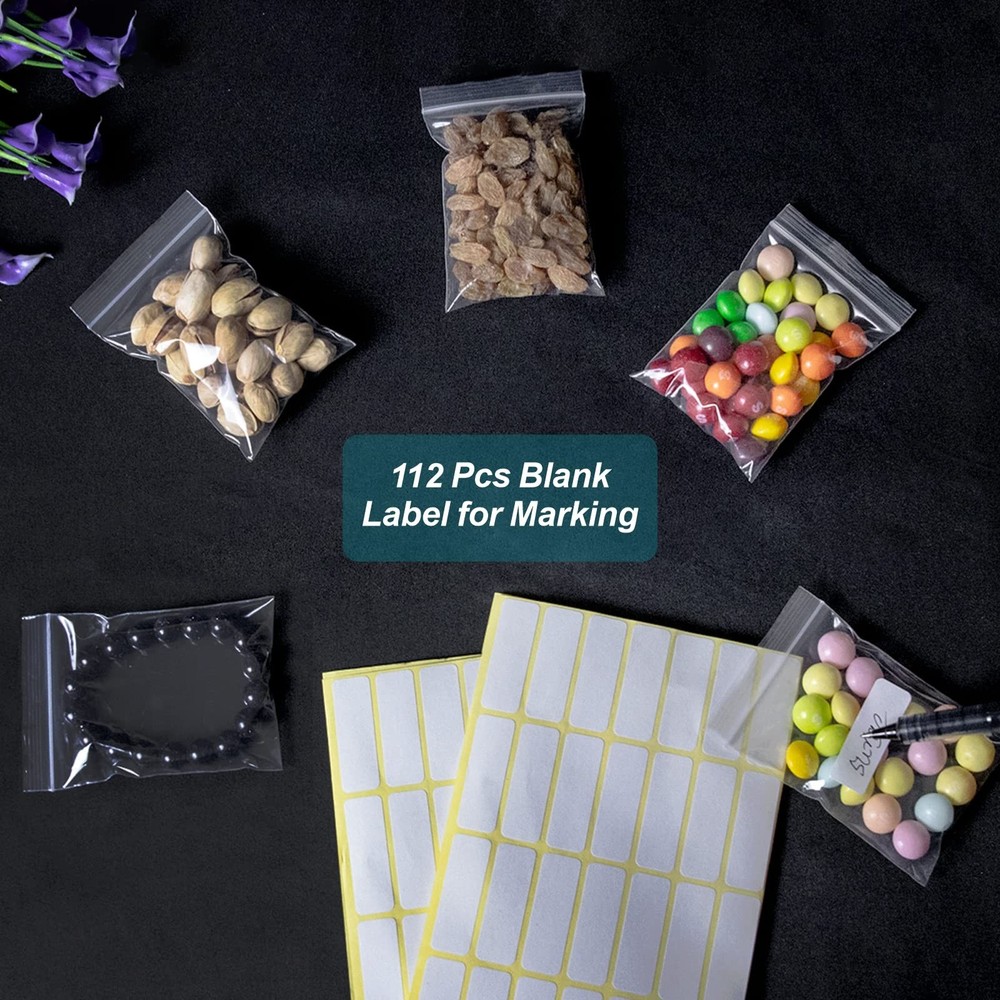 500 Pcs Small Plastic Bags, Bag, Mini Baggies, Mixed Size, Clear