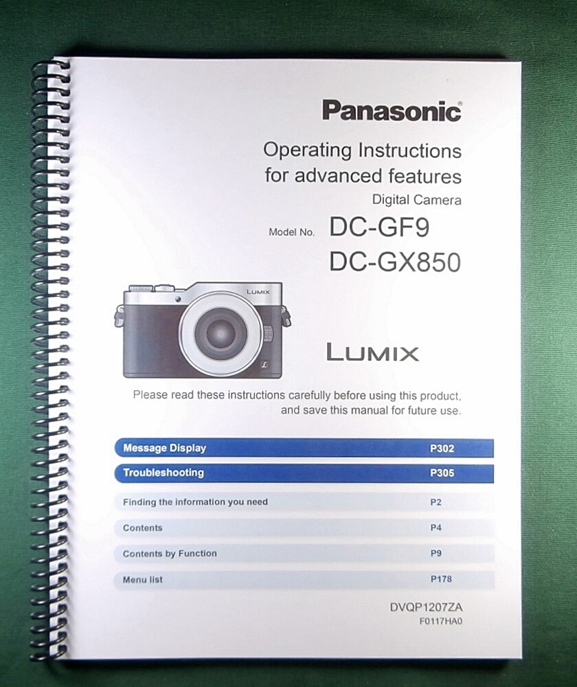 Panasonic DC-GF9 Advanced Instruction Manual: Full Color & Protective Covers