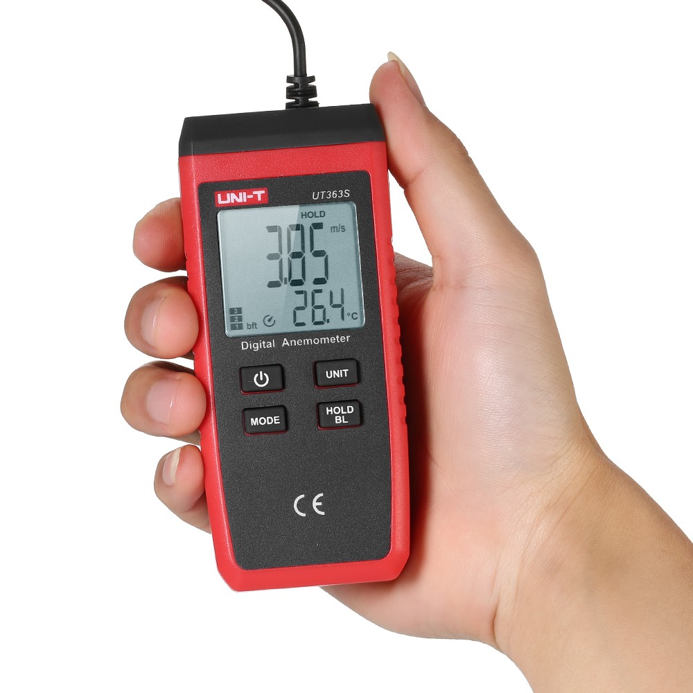 2- UT363S Mini LCD Digital Anemometer Handheld Wind Speed Meter Air