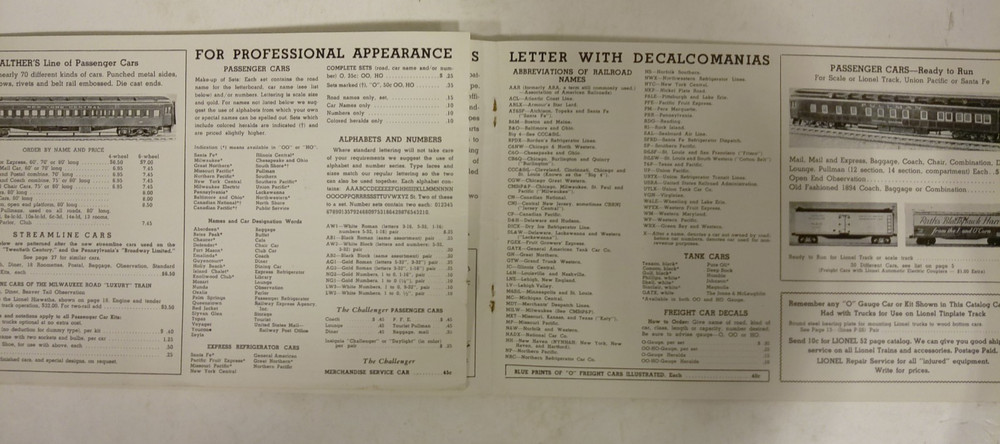 Vanden Boom Mini-Train 1940 Catalog