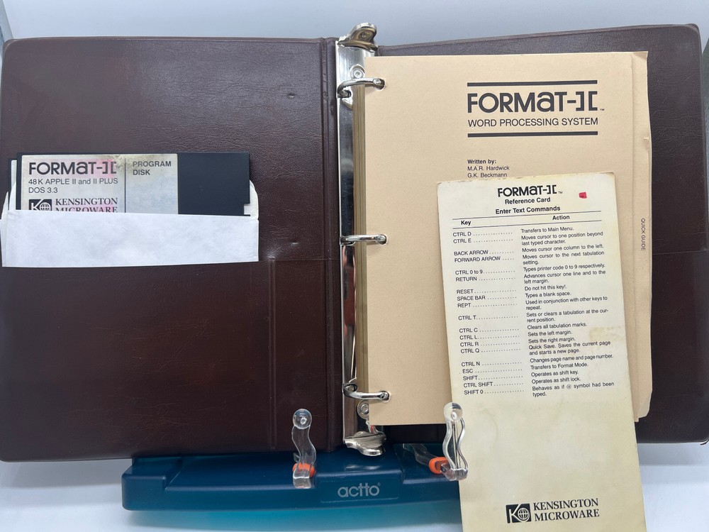 VERY SCARCE Format-][ Word Processing System Kensington Microware Apple II /Plus