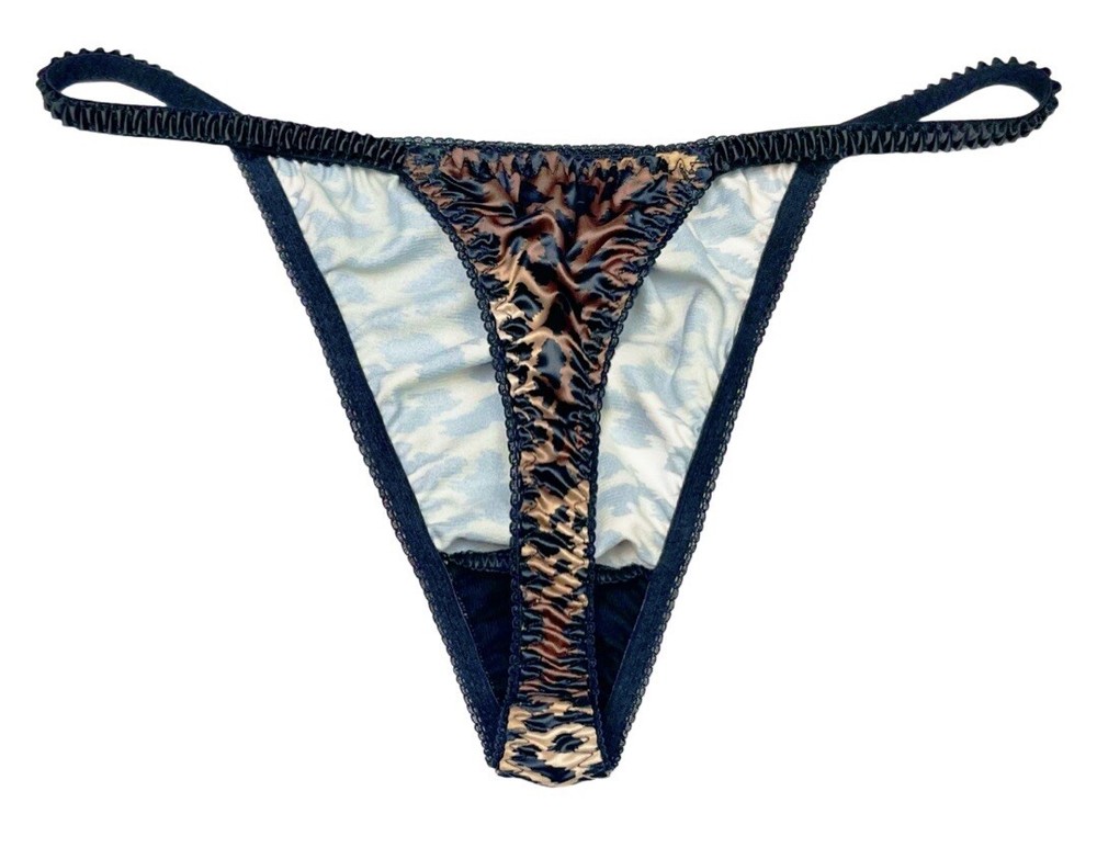Satin String Thong Leopard Print XXL