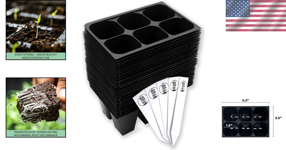 Durable 36-Cell Seedling Starter Trays with Efficient Drainage & Plant Stakes