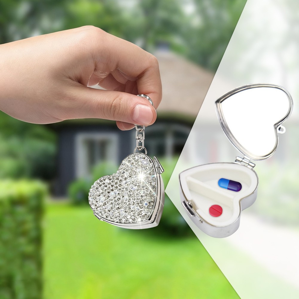 Small Heart Shaped Pill Organizer Portable Medication Container Mini diplomatic