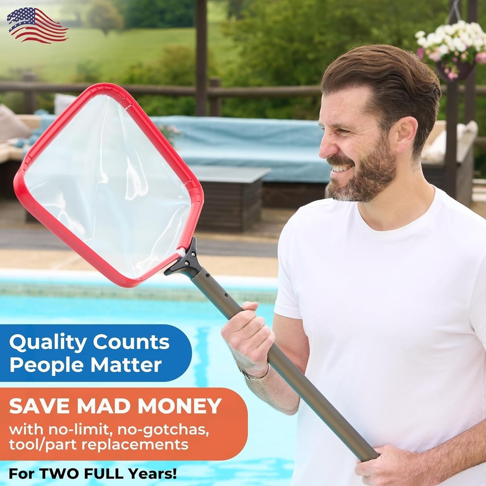 13” ProTuff Pool Skimmer Net with 2- Replacement – Ultimate Cleaning