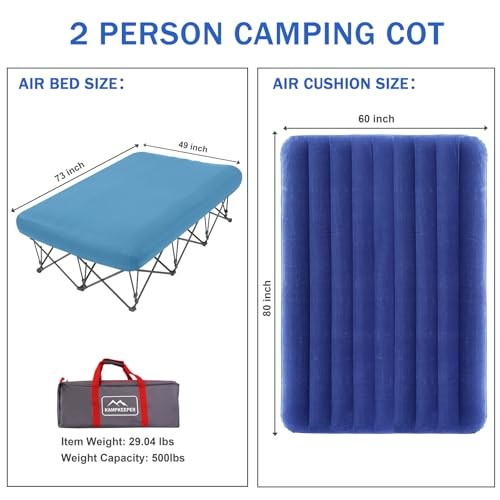 Camping Cot,Camping Cots for Adults,Folding Camping Cot with Queen Blue