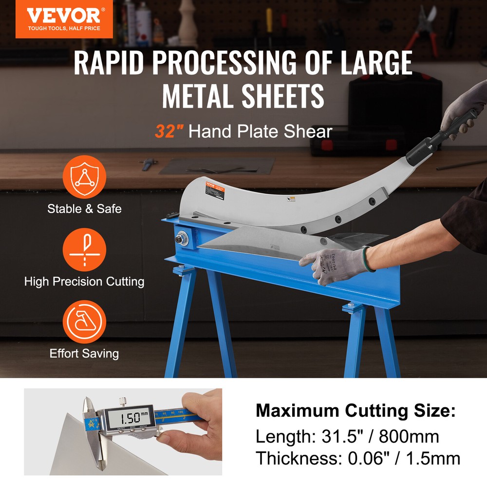 VEVOR 32" Manual Hand Plate Shear Machine Benchtop Cutter Metal Sheet Processing