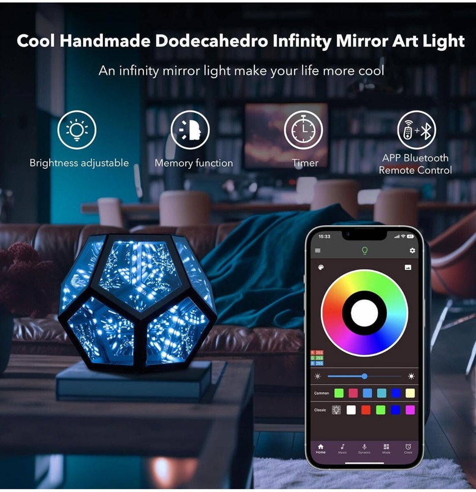 Infinite Dodecaedron creative cool Dodecaedron night lamp color art lamp
