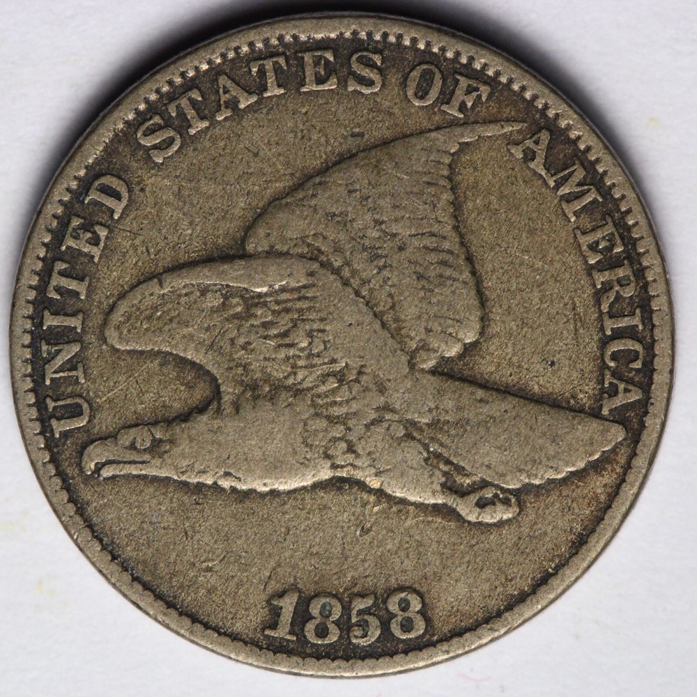 1858 L.L. Flying Eagle Cent Penny VF E151 AHT