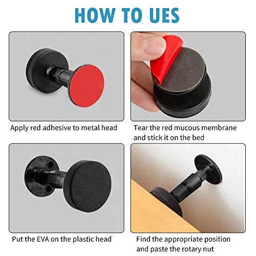 2PCS Black Adjustable Bed Frame Anti-Shake Tool, Headboard Stoppers with Free