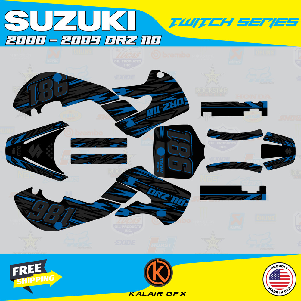 Graphics Kit for Suzuki DRZ110 2000-2009 Twitch Series - Dark Blue