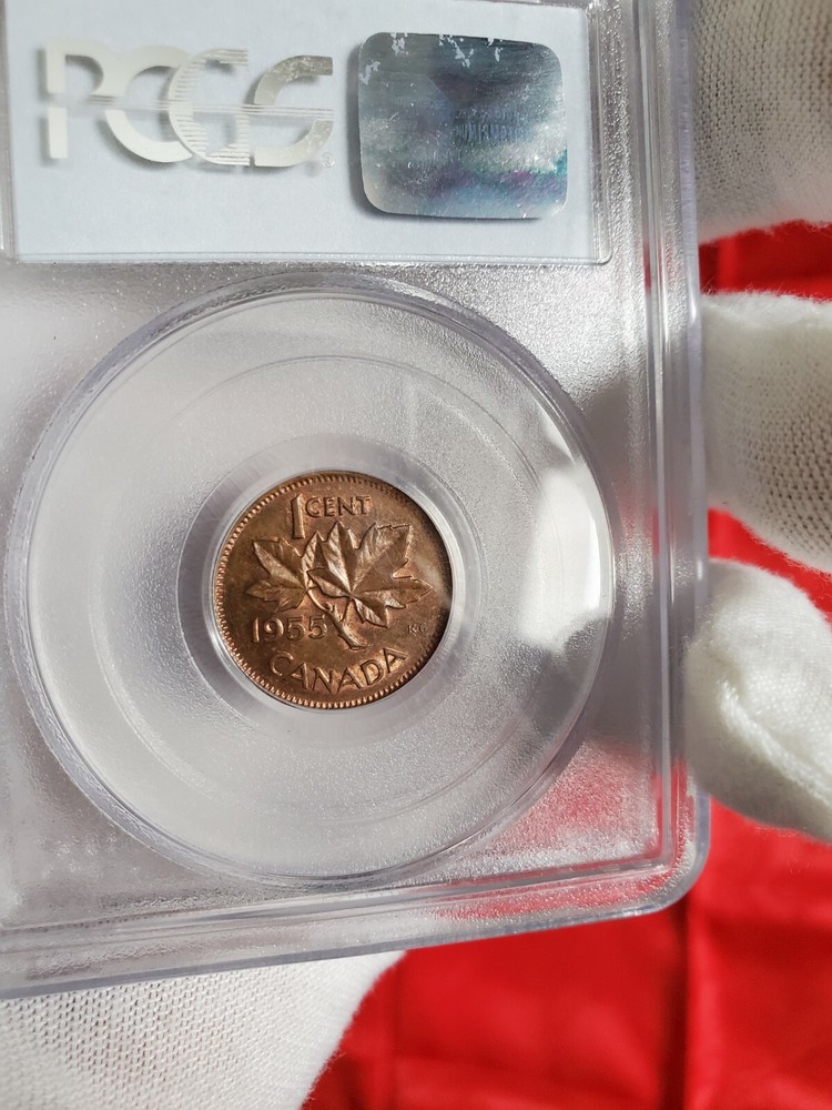 1955 Canada 1 Cent No Strap(NSF) PCGS MS64 BN. Extremely Rare Canada Small Cent