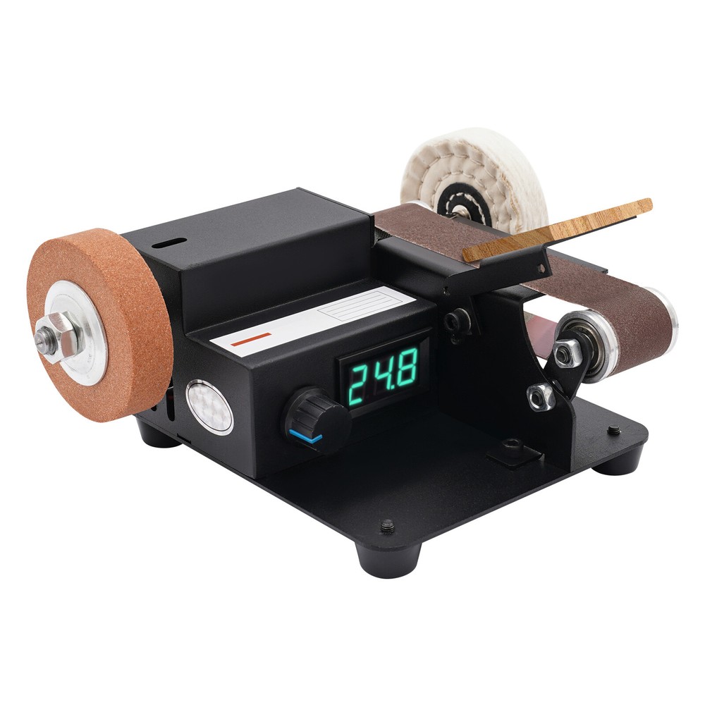 LCD Mini Belt Sander Desktop Belt Sander 350W 7-Gear Infinitely Adjustable Speed