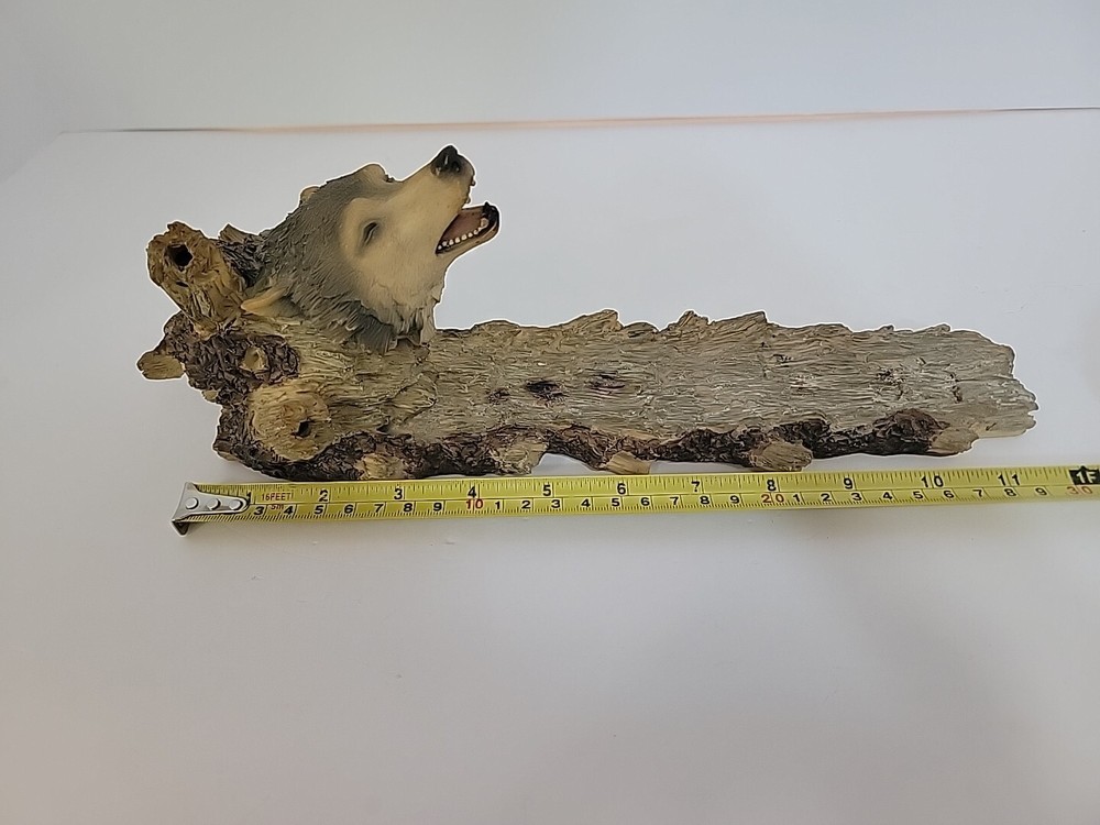 Resin Wolf Howling Wood Like Tree Incense Burner Holder