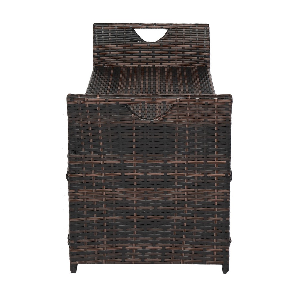 Iron Frame Brown Gradient Rattan Locker 106x52x46cm Storage Stool Cabinet
