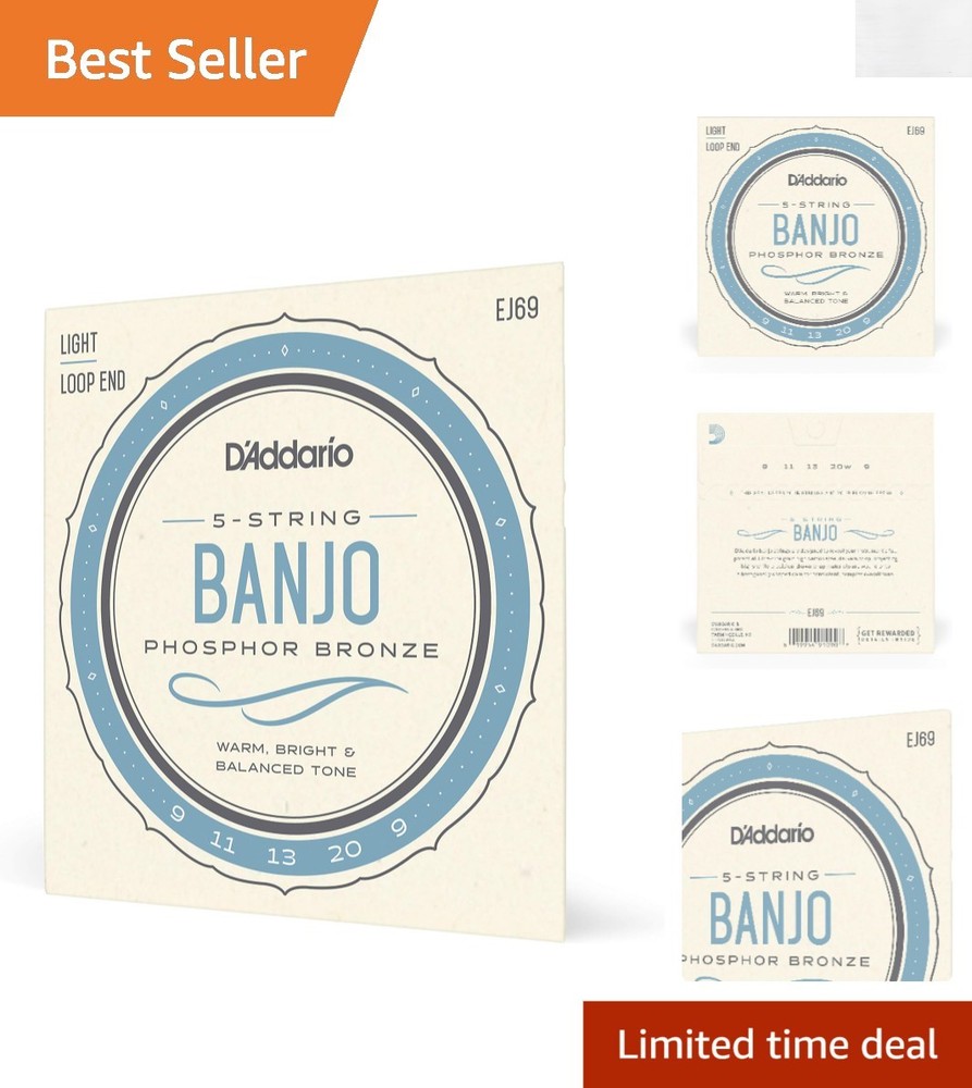 5-String Phosphor Bronze Banjo Strings - Light Gauge 9-20 for Authentic Tone
