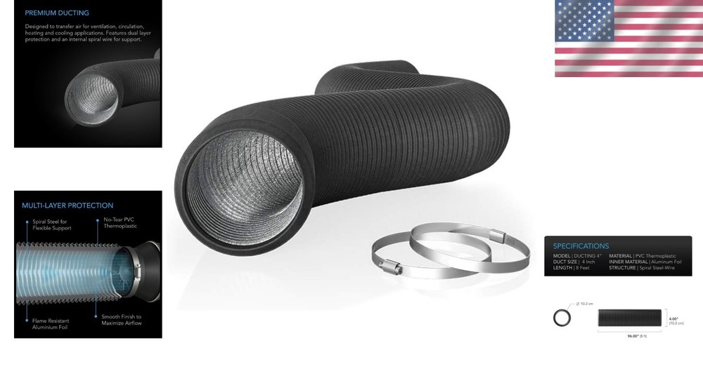 Flexible 4-Inch Aluminum Ducting