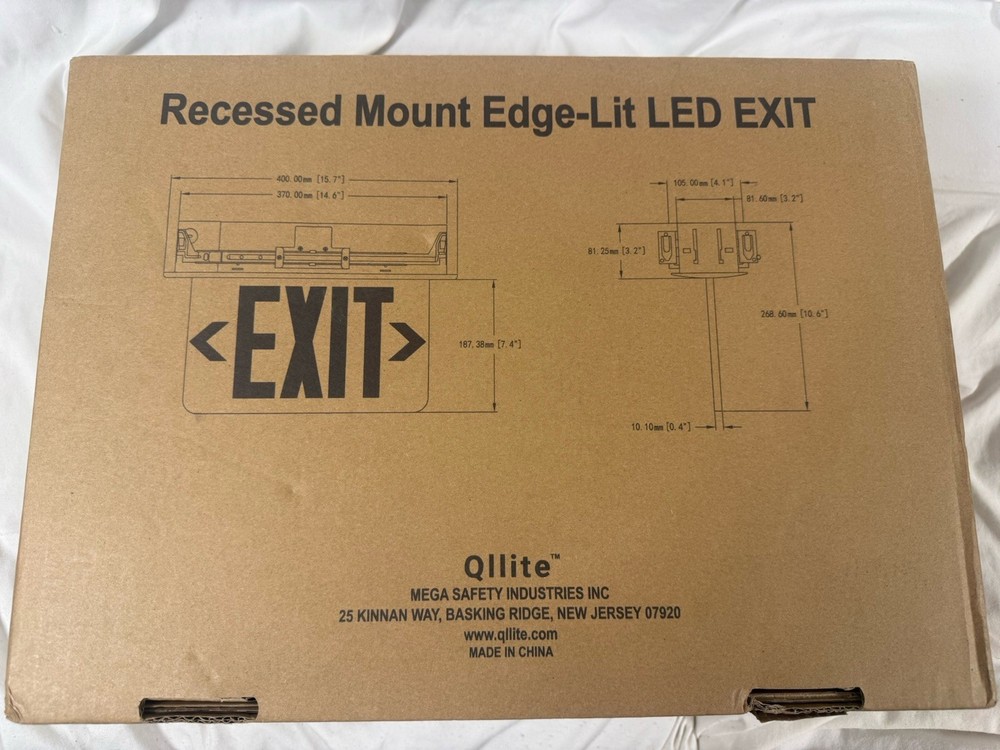 Qllite Recessed Mount Edge - Lit LED EXIT Sign Open Box, Red