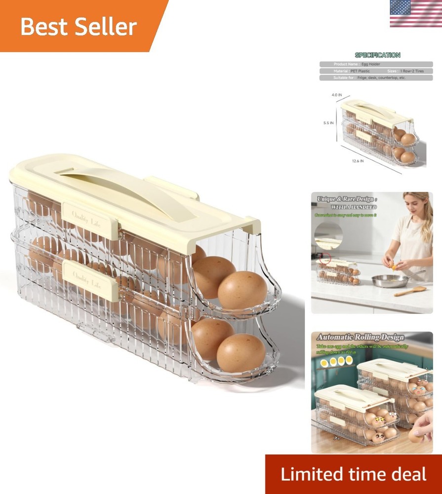 Stackable 2-Tier Egg Storage Container with Freshness Tracker - 8 Eggs Capacity