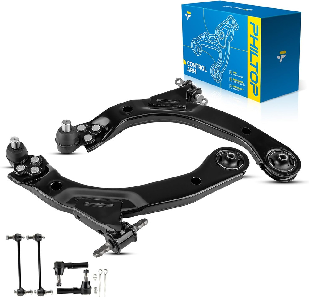 6Pcs Front Lower Control Arms with Ball Joint Tie Rod Sway Bar Link