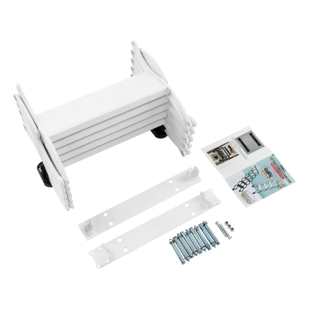 Attic Loft Pull Down Ladder 5 Step Wall Mounted Folding Loft Ladder Stairs White