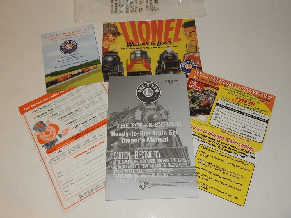 LIONEL "THE POLAR EXPRESS" OPERATING INSTRUCTION BOOKLET & SET PAPERS