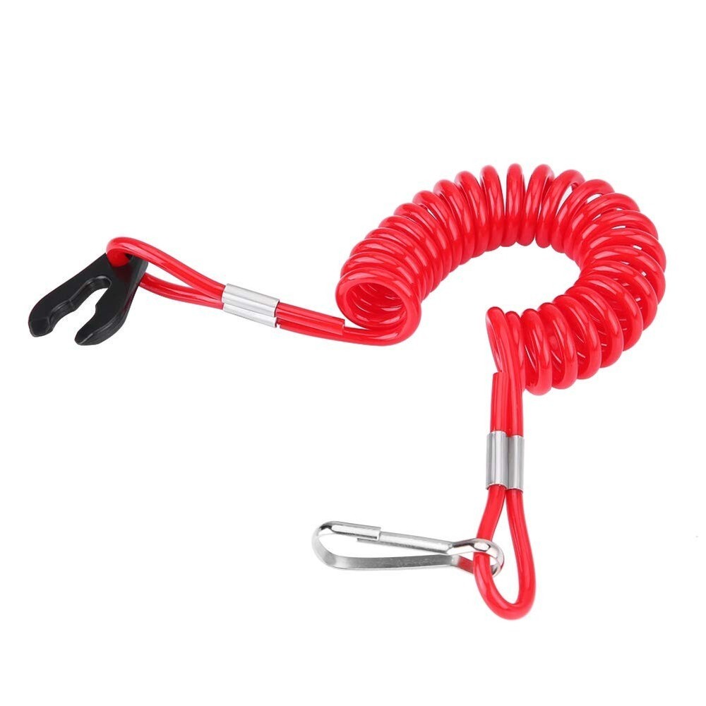 2 PCS Boat Motor Kill Stop Switch Key Emergency Stop Lanyard Rope Tether Clip
