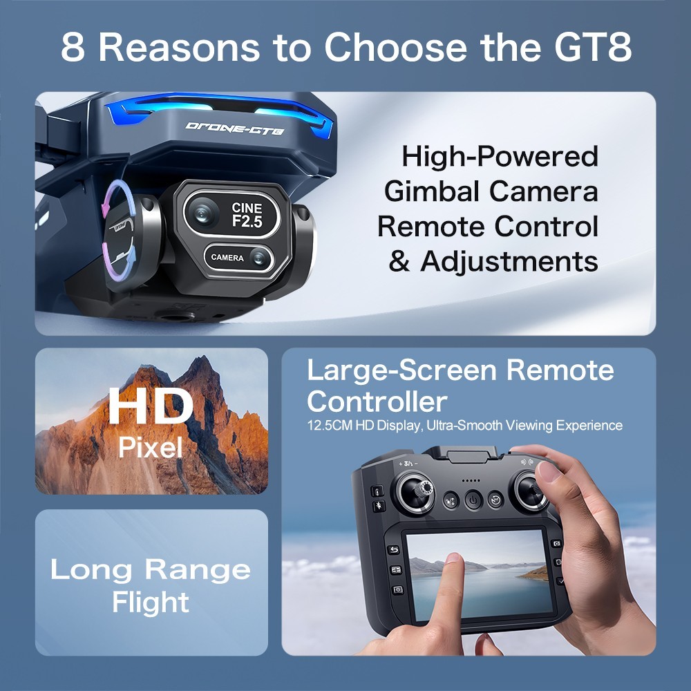 8K Dual Camera Brushless Drone with Screen Remote 5G Foldable RC Quadcopter