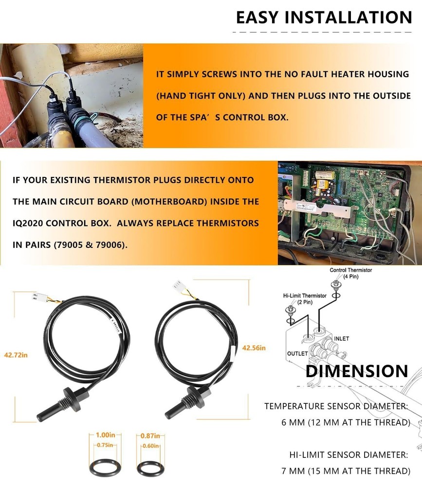 79005 High-Limit&Control Sensor 79006 39205 Thermistor Hot Spring Thermostat Spa
