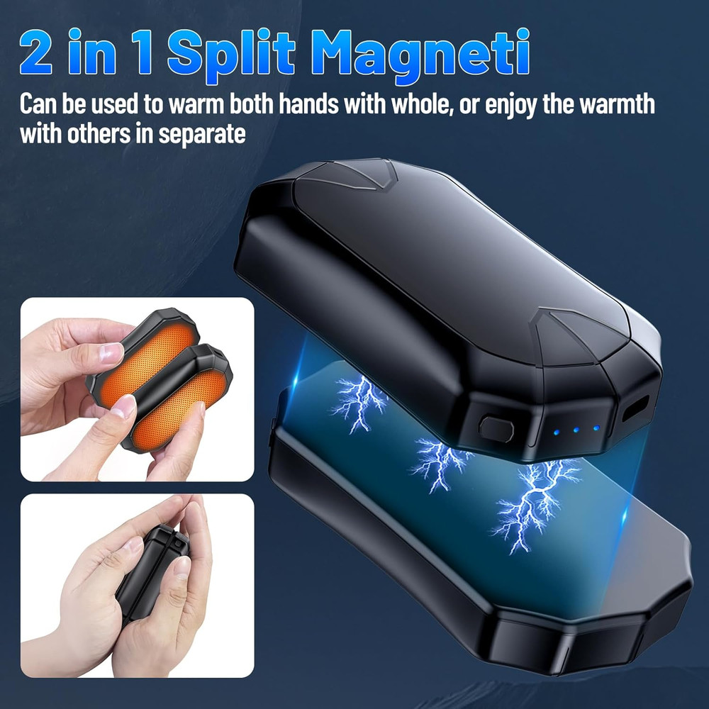 Magnetic Rechargeable Hand Warmers 2 Pack - Electric 3 Adjustable Heating Modes