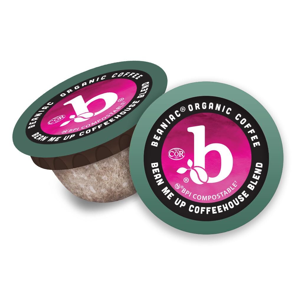 Beaniac Organic Coffeehouse Blend Medium Roast 30 Count Compostable Pods
