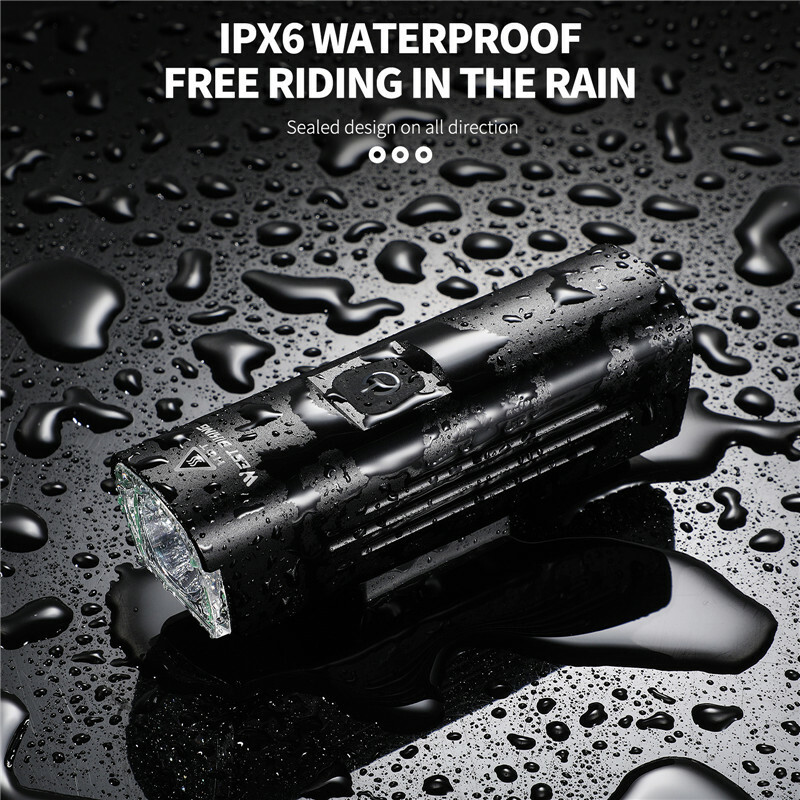 WEST BIKING Bicycle Front Light 1300 Lumen LED USB Rechargeable Light Flashlight