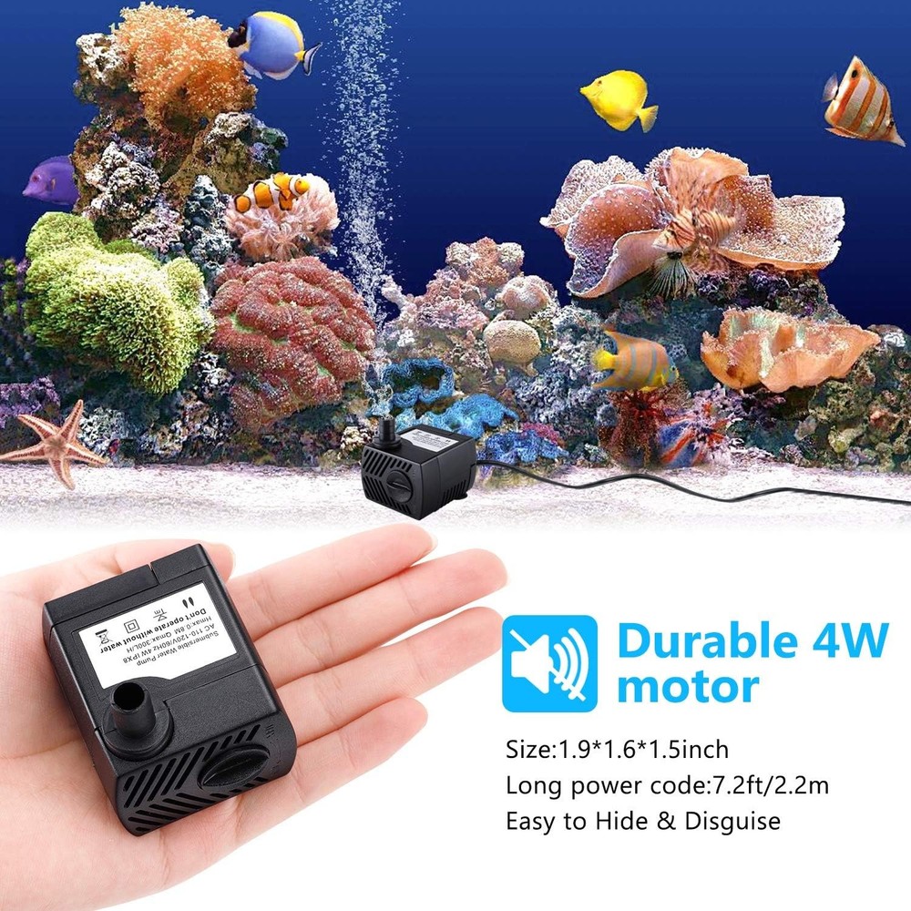Fountain Water Pump 80GPH 4W Submersible 7.2ft