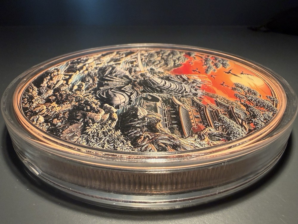 Warriors Samurai Colorized 1 Kg Kilo Copper Round with Capsule High Relief