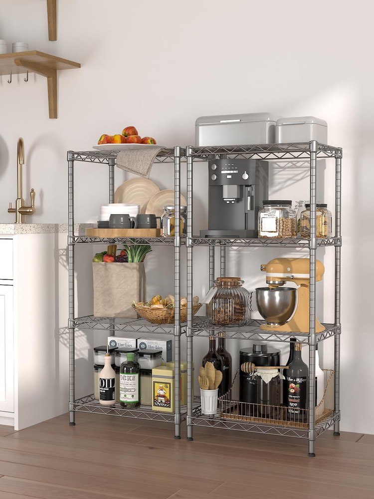 4 Tier Shelf Adjustable Storage Shelf Wire Shelving 400LBS Load Capacity Meta...