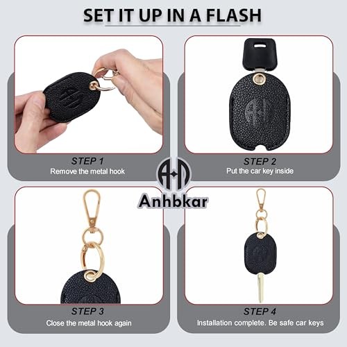 Leather Keys Sleeve for Broken Car Key Loop Replacement - Cute Large-black02