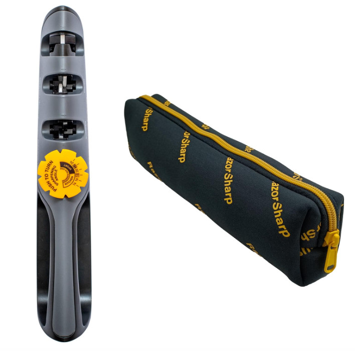 RazorSharp Knife Sharpener, Adjustable Angle Guide, Diamond Ceramic Stones