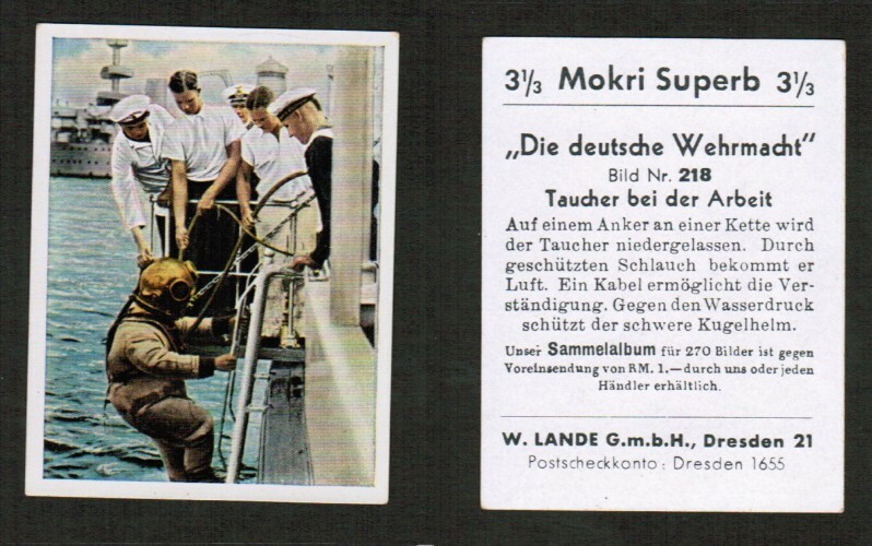 WWII GERMAN CIGARETTE CARDS---"DIVER at WORK" (CC-30)