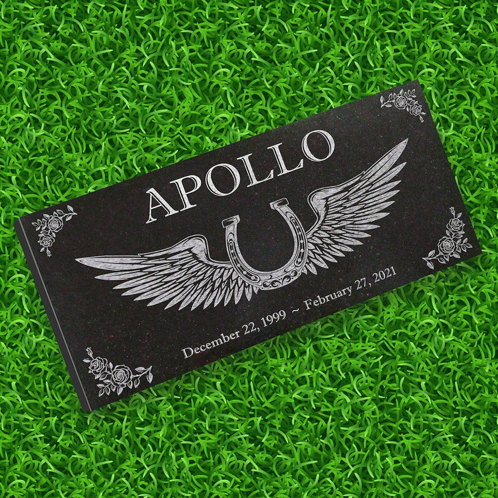 Personalized Horse Memorial - Granite Pet Memorial - 6x12 - Apollo