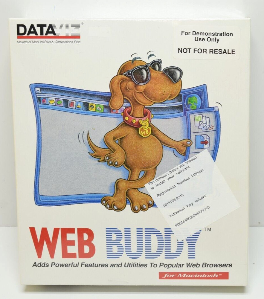 Vintage Web Buddy Demo Software Big Box Web Browser Toolbar 90's Mac. New Sealed