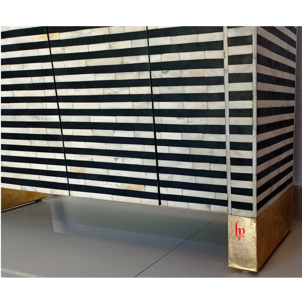 Handmade Bone Inlay Geometric Pattern Buffet| Cabinet for Home and Office Decor