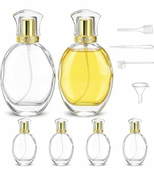 YORROR 2 Pcs 50ml Clear Glass Perfume Atomizer Spray Bottles Refillable