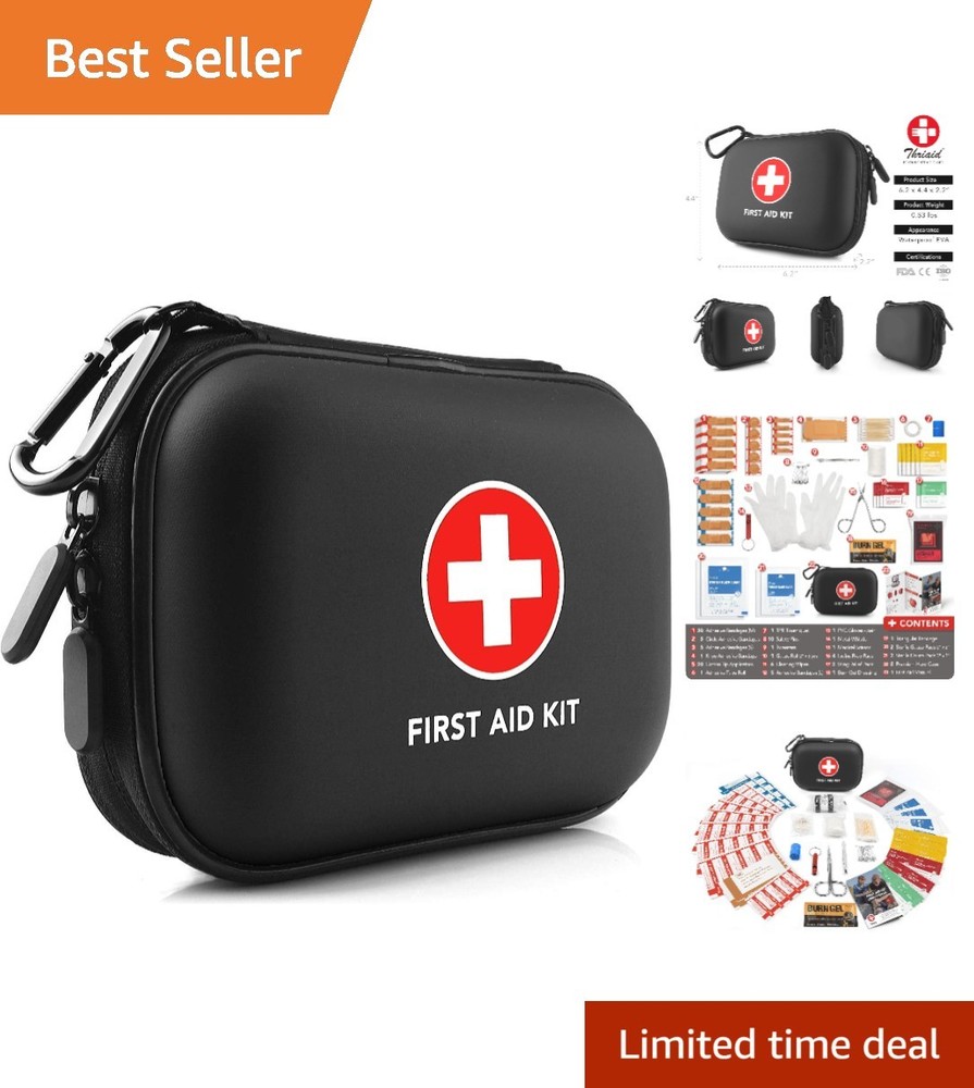 Mini First Aid Kit, 100 Pieces Water-Resistant Hard Shell Small Case - Perfec...
