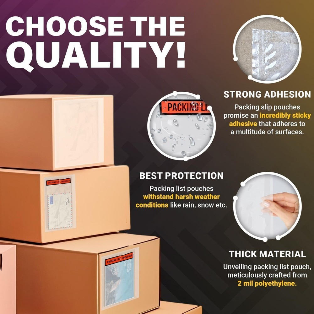 Packing List Enclosed Envelopes Adhesive Red Panel 5000 Count 4.5 x 6 in