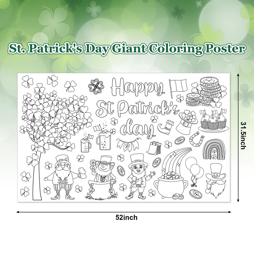 JarThenaAMCS St. Patrick’s Day Giant 52" x 31.5" (Rectangular), Black White