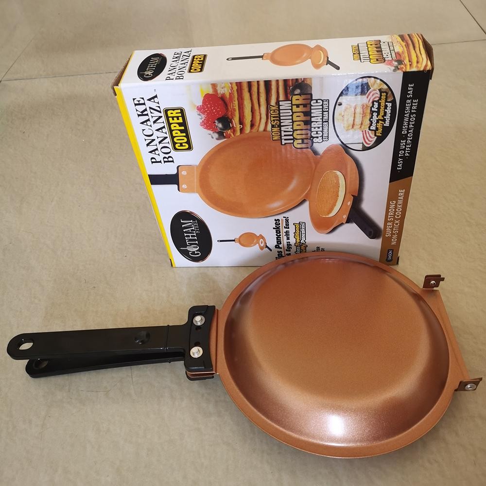 Flip Jack Pan Frying Pan Double Side Pancake Cookware Stainless Iron + Bakelite